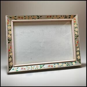 Vintage Hand-Painted Floral Wooden Photo Frame – Cottagecore Picture Frame
